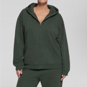 SKIMS Cotton Fleece Classic Zip Up Hoodie – Spruce – Size 2X. BNWT SOLD OUT